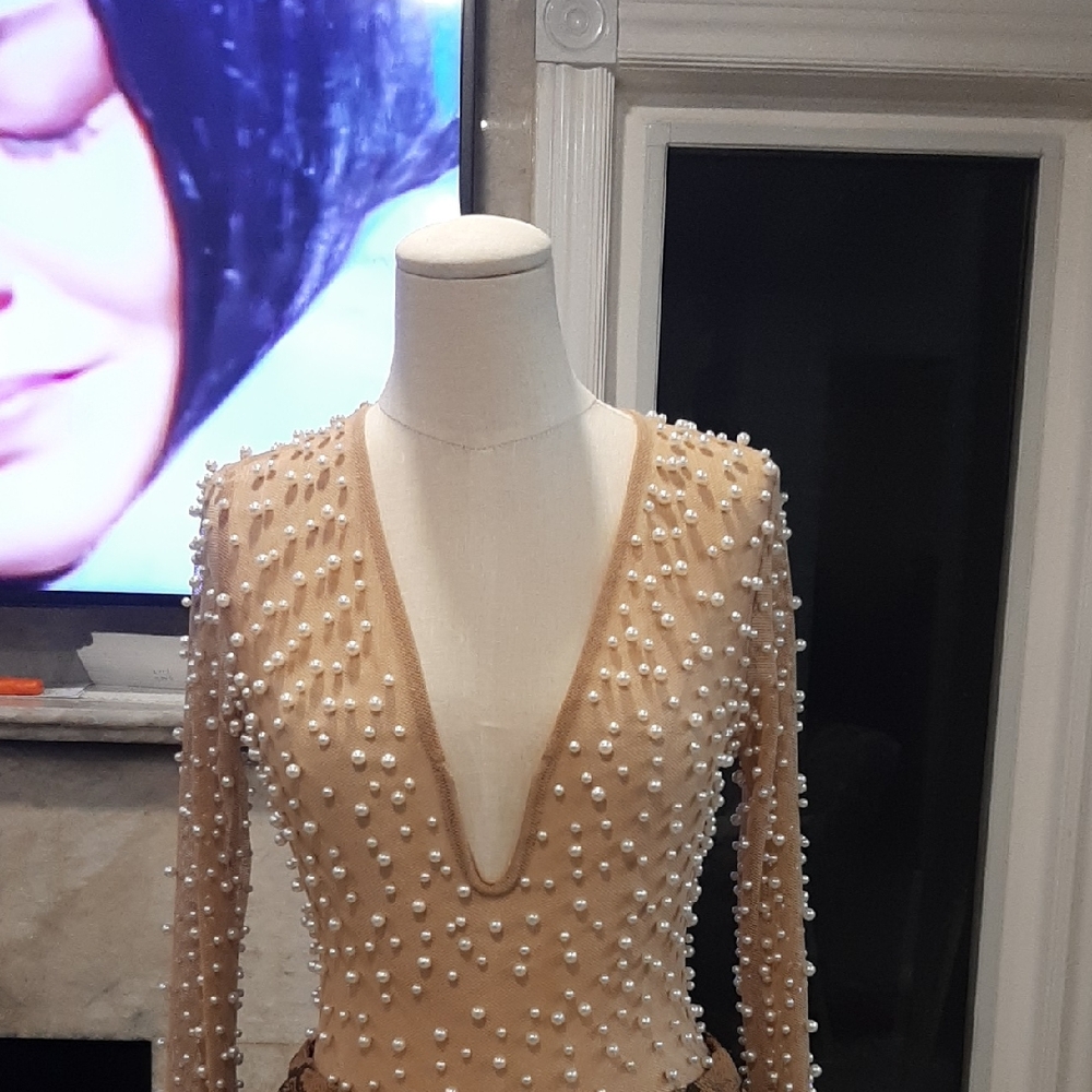 Elegant Pearl Embellished bodysuit like new